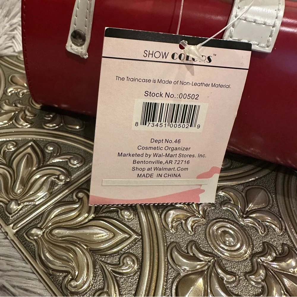 🌹VINTAGE Show Colors Cosmetic RED & WHITE Organizer Make Up Case Mini Purse